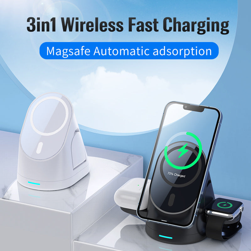 New 3-in-1 Magnetic Wireless Charger Compact Foldable